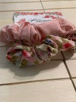 Alexandra Pink Floral Hair Ties Set of Two Stretchy Hair Ties