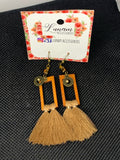 Odette Brown Wood and Tassel Earrings