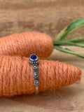 Alina .925 Sterling Silver Small Round Blue Lapis Marcasite Ring Size 7