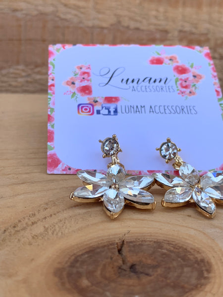 Clarissa Rhinestone Flower Earrings