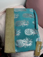 Pineapple Teal and Metallic Gold Cosmetic Bag