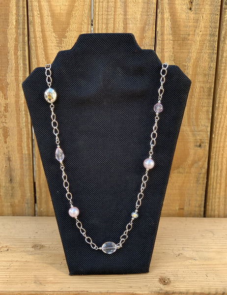 Rosario Necklace - Light Pink and Silver