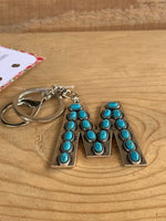 Jocelyn Turquoise and Silver M Keychain