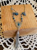 Darby Blue and Silver Long Necklace