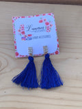 Bethlehem Tassel Earrings Blue, Red & Green