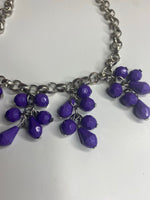 Elizabeth- Exquisite silver necklace with clusters of purple beads,